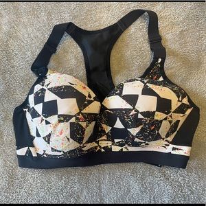 Splatter paint-style sports bra